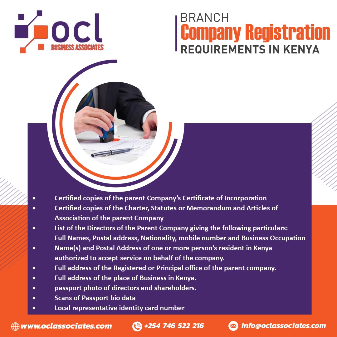 Branch company requirements in Kenya